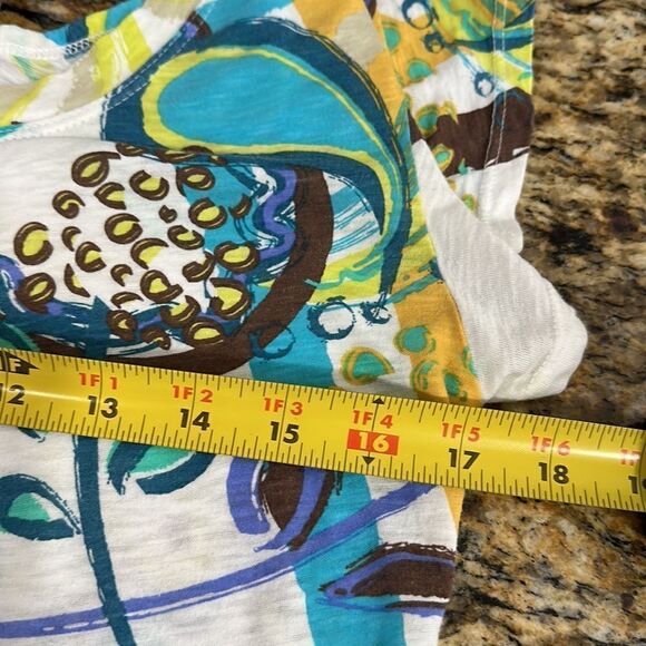 Fresh Produce Cotton Abstract Print Sharkbite Hem Short Sleeve T-Shirt Size XS - Picture 8 of 9